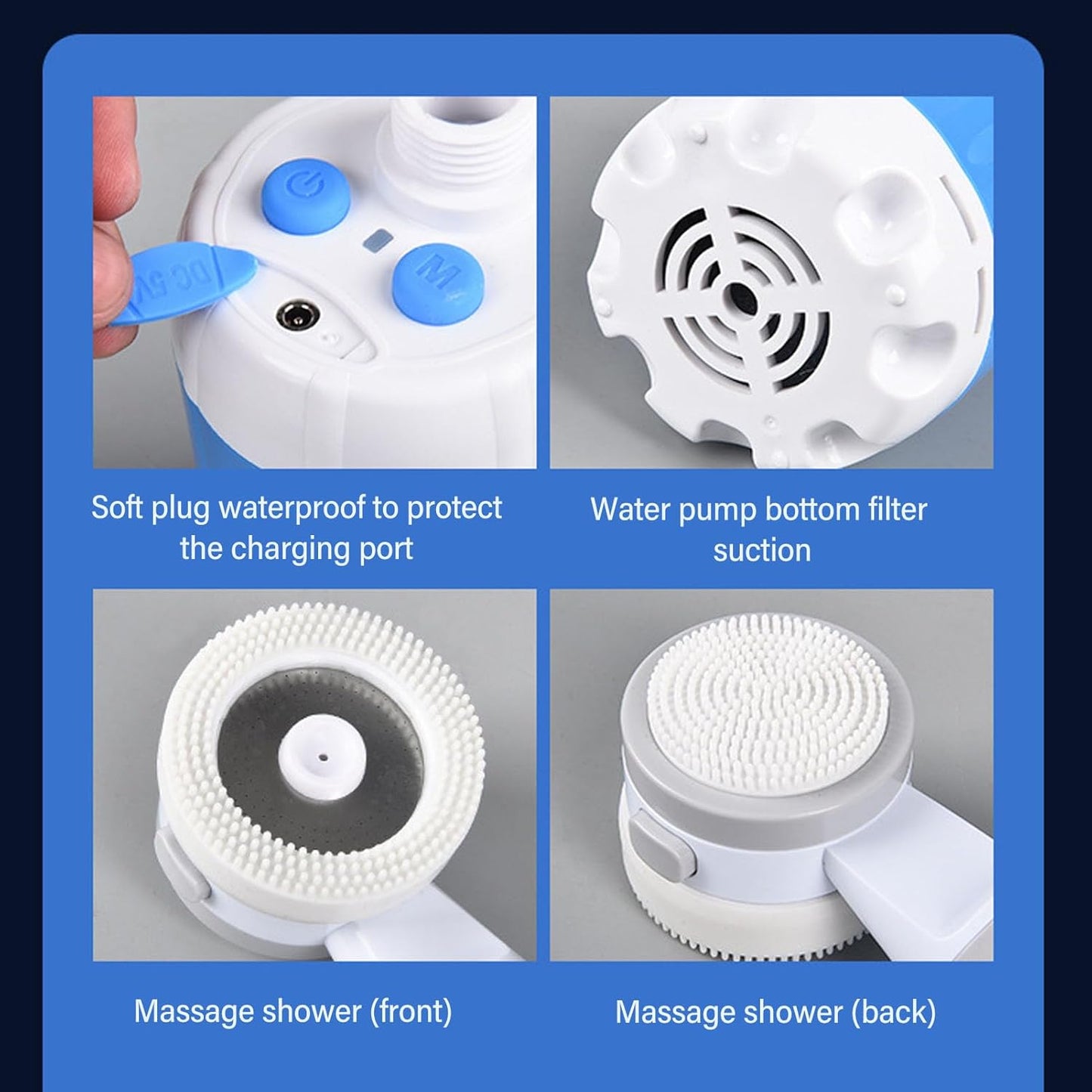 Portable Camping Shower Outdoor USB Rechargeable Electric Shower Pump