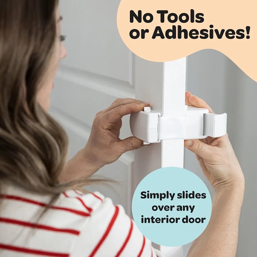 Huglock - The snap-On Dor Lock kids can't Reach or Defeat
