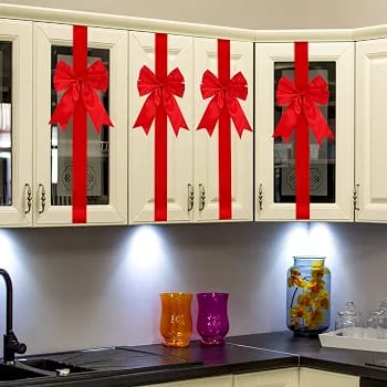 6 Pcs Christmas Red Cabinet Ribbon Bow