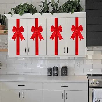 6 Pcs Christmas Red Cabinet Ribbon Bow