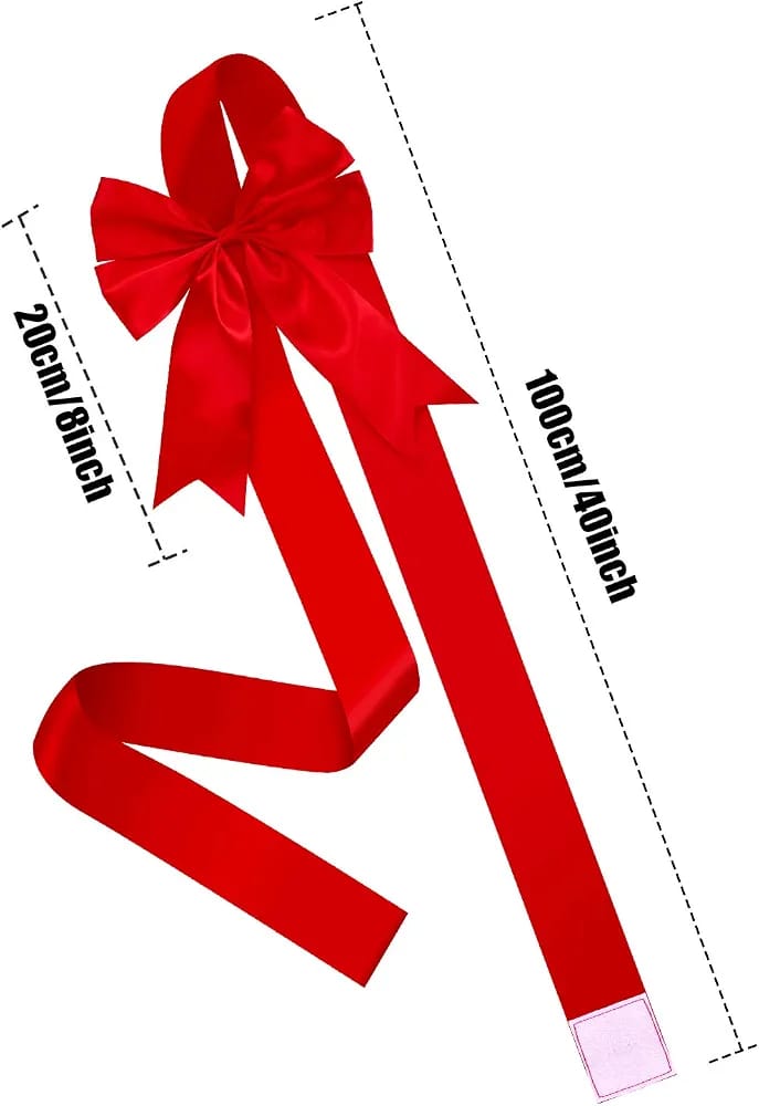 6 Pcs Christmas Red Cabinet Ribbon Bow