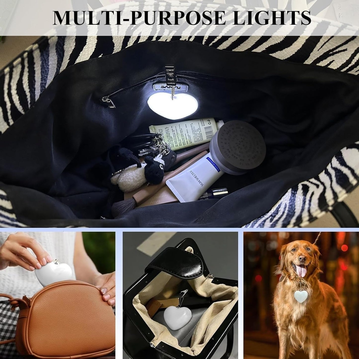 Purse Light,Heart Shape Light for Handbags with Automatic Sensor