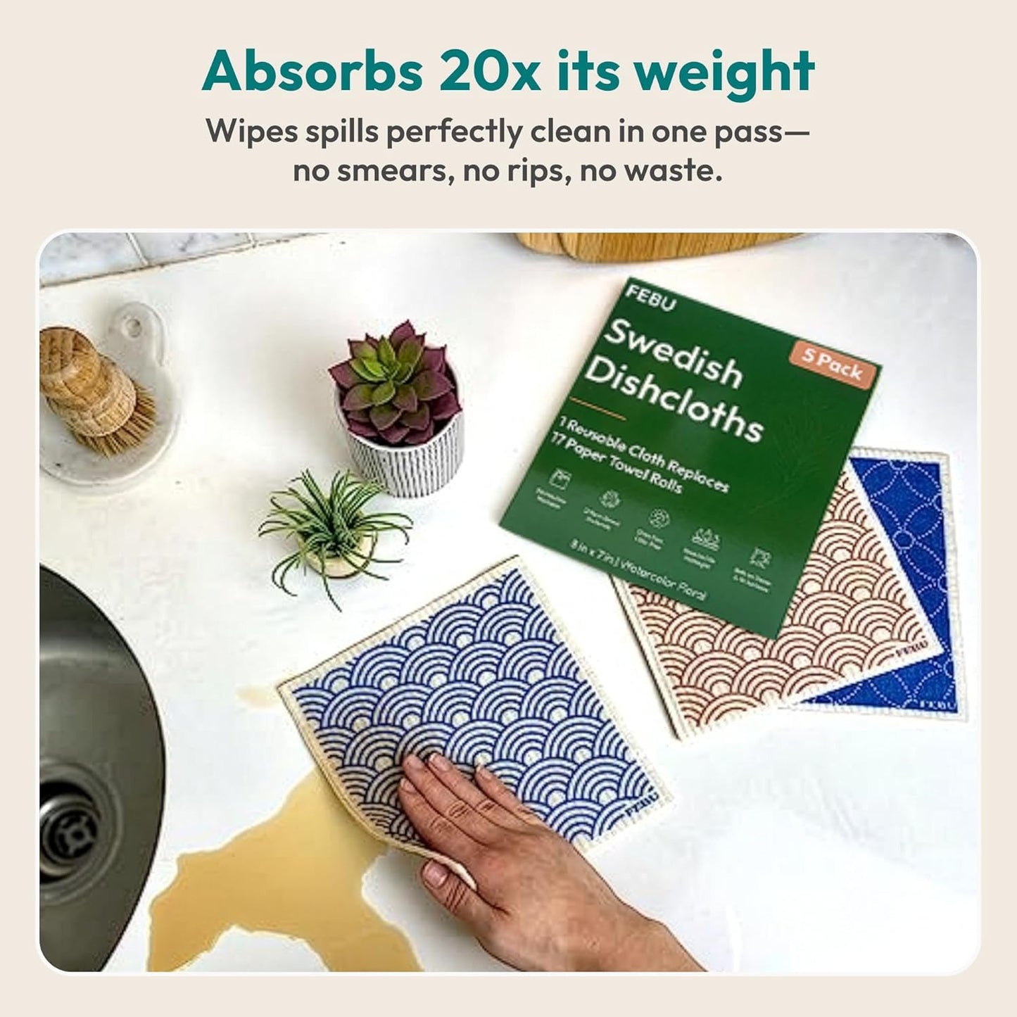 Swedish Dishcloths for Kitchen (6 PCS) for whole year