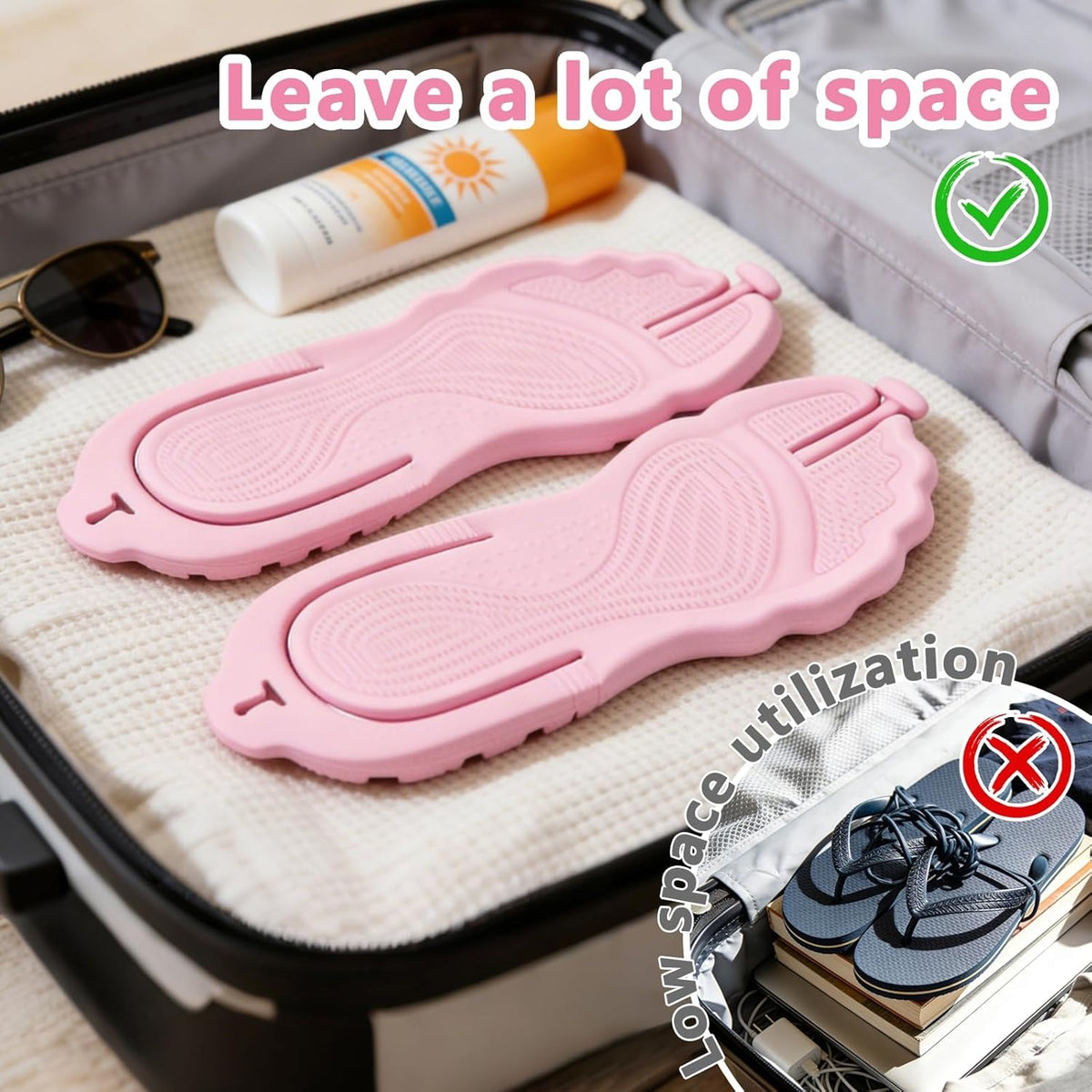 Flip Flops for Women Men Shower Shoes Foldable Beach Sandals