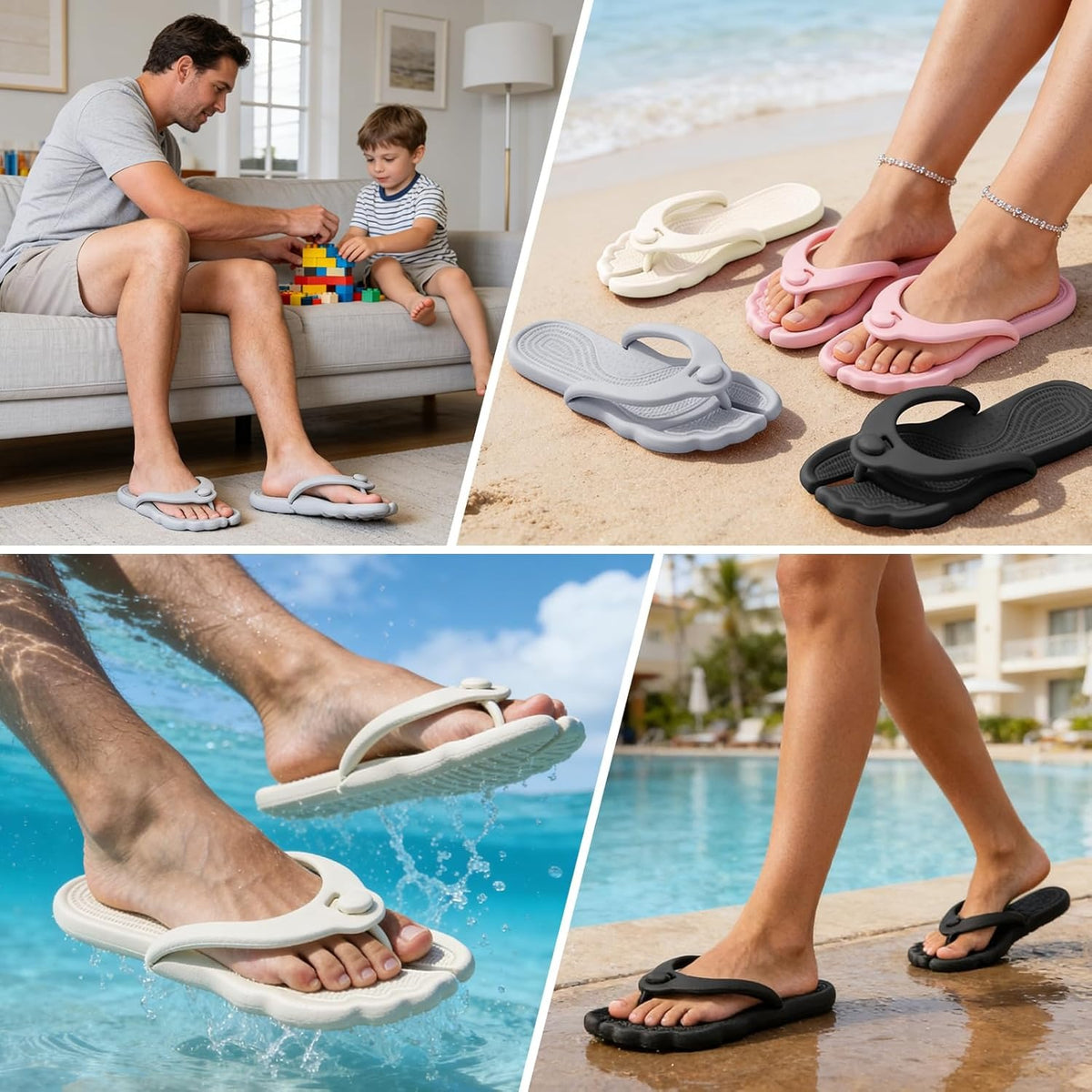 Flip Flops for Women Men Shower Shoes Foldable Beach Sandals